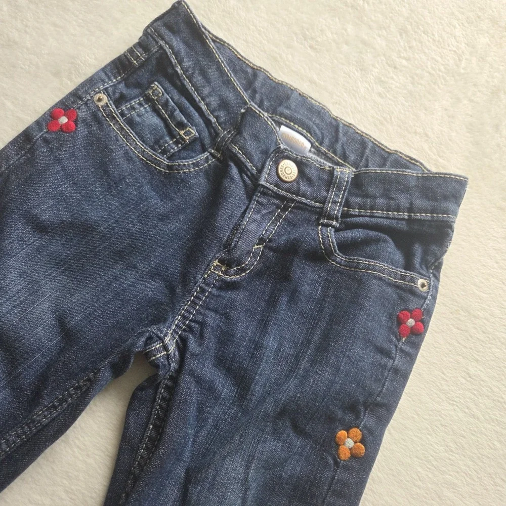 Gymboree Y2k Denim Jeans Embroidered Flowers Girls Sz 7